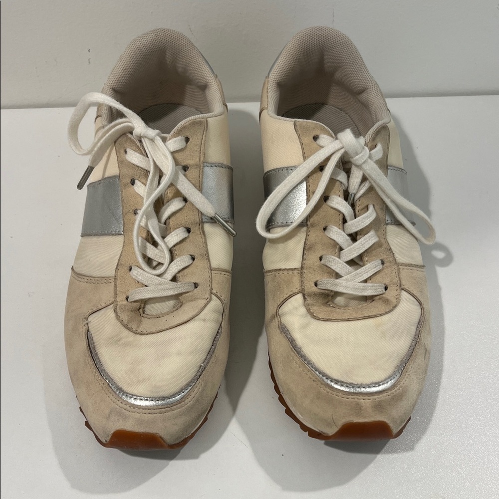 J. Crew Cream and Silver Women's Sneakers